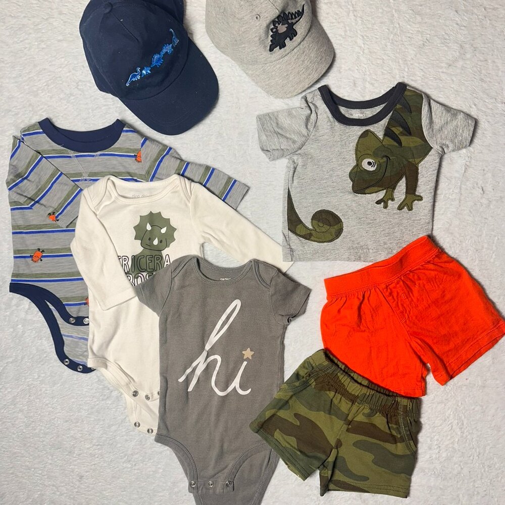 Baby Boy Summer Outfit Bundle | 3 Months | 8 Pieces + 2 Hats | Carter’s